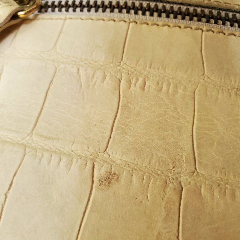 Vintage Dooney and Bourke Purse Satchel Croc Cream Ivory Nile Lock Key - Picture 13 of 16